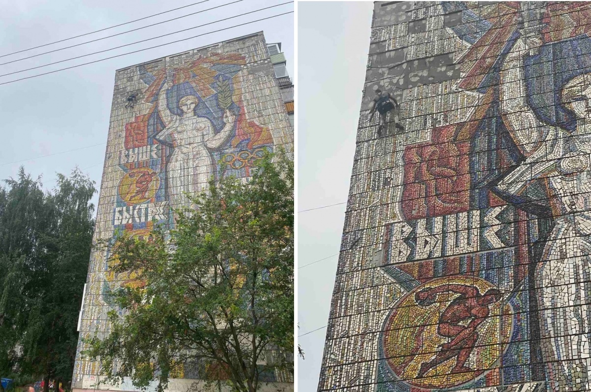 Уникальную советскую мозаику снимают с панельного дома в Московском районе - фото 1