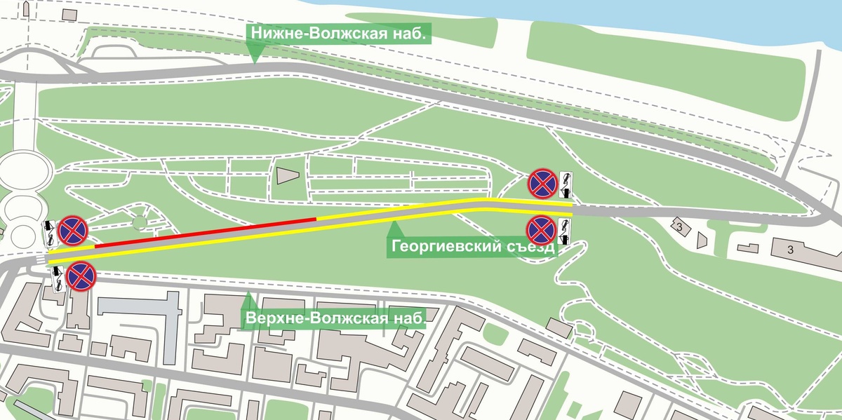 Зону запрета парковки Георгиевском съезде в Нижнем Новгороде увеличат с 5 января