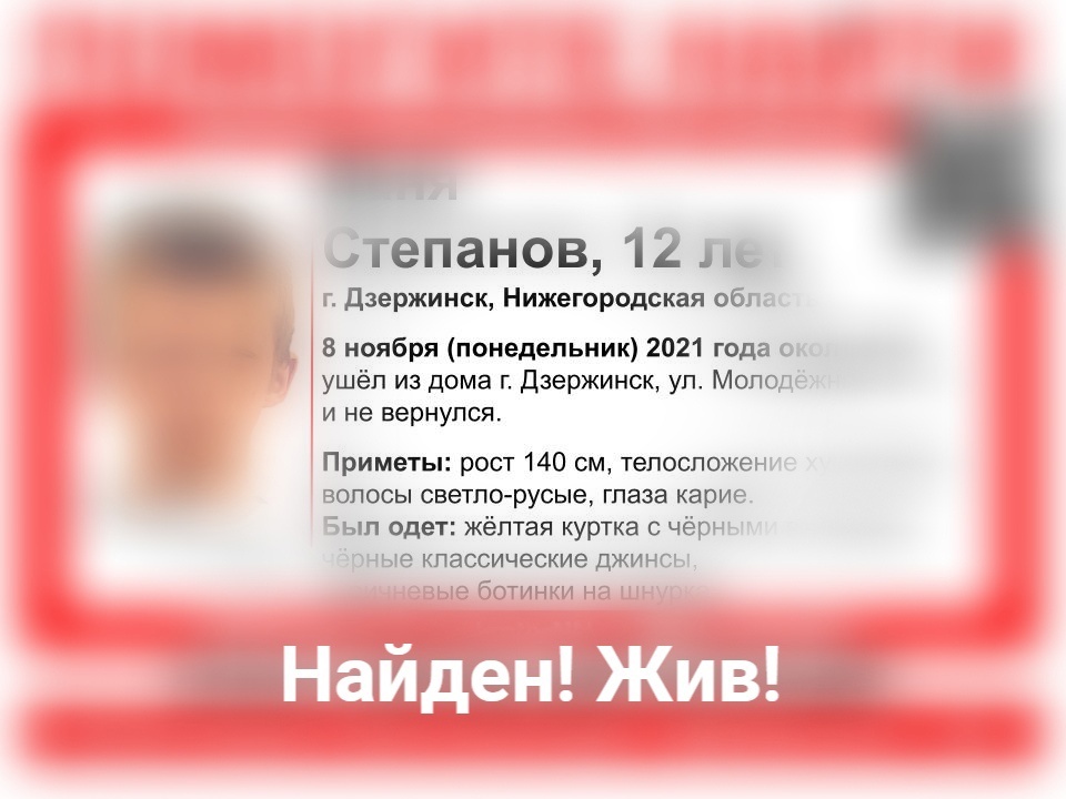 Пропавший в Дзержинске 12-летний мальчик найден живым - фото 1