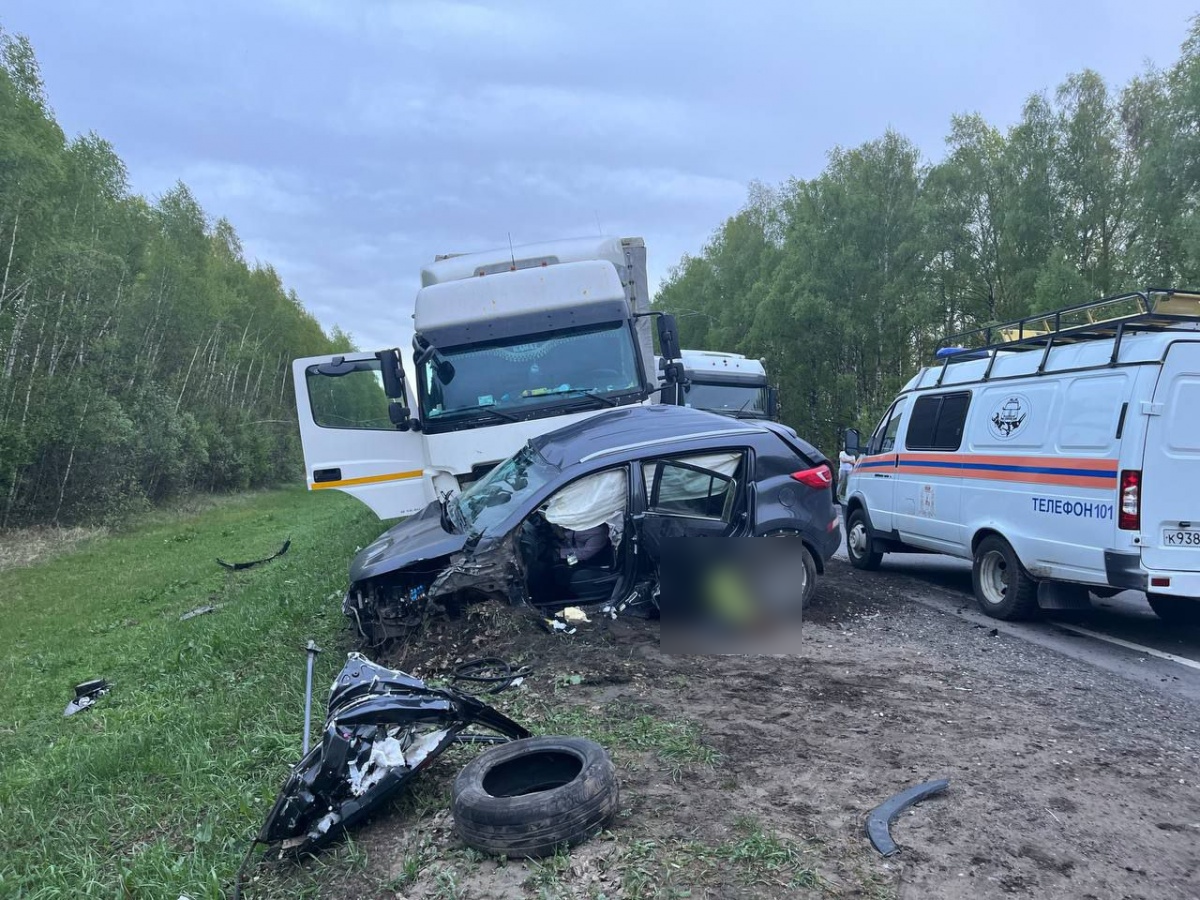 Четыре человека погибли на трассе в Воротынском районе из-за лопнувшего  колеса грузовика