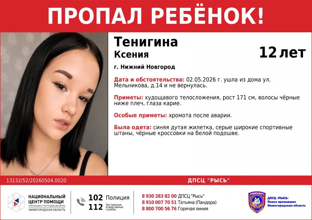 12-летняя девочка пропала в Нижнем Новгороде - фото 1