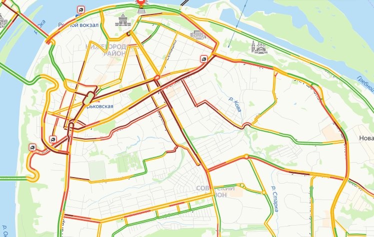 Карта нижнего новгорода пробки на дорогах